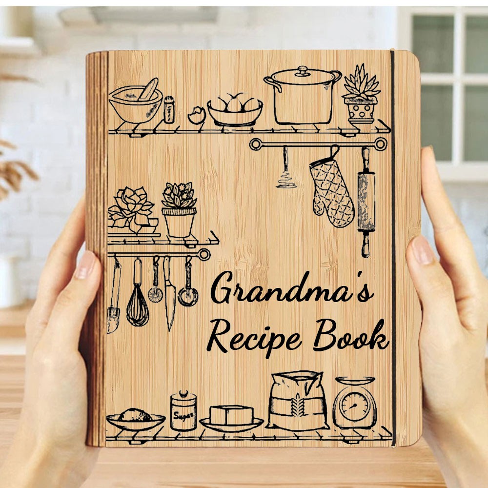 Personalized Family Wooden Recipe Book, Filled With Love & Memories Ideal Gifts for Grandma or Mom